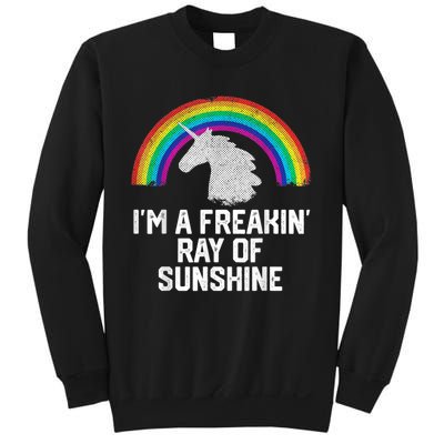 Im A Freakin Ray Of Sunshine RAINBOW UNICORN Girls Sweatshirt