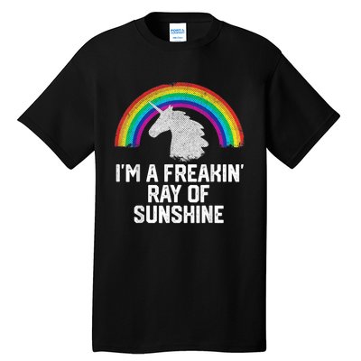 Im A Freakin Ray Of Sunshine RAINBOW UNICORN Girls Tall T-Shirt