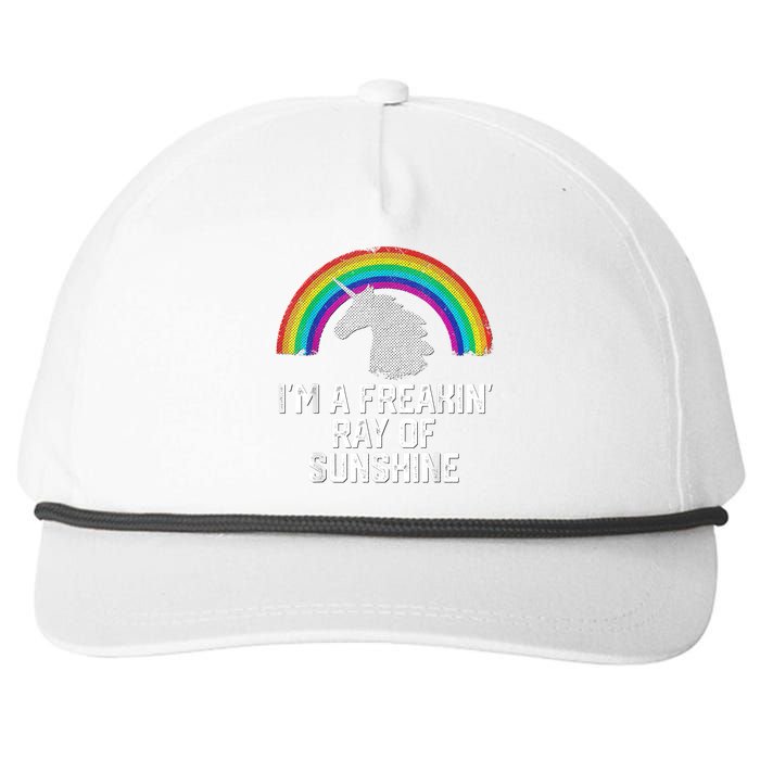 Im A Freakin Ray Of Sunshine RAINBOW UNICORN Girls Snapback Five-Panel Rope Hat