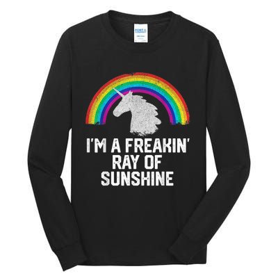 Im A Freakin Ray Of Sunshine RAINBOW UNICORN Girls Tall Long Sleeve T-Shirt