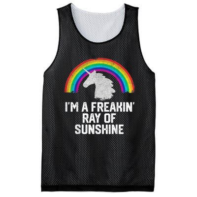 Im A Freakin Ray Of Sunshine RAINBOW UNICORN Girls Mesh Reversible Basketball Jersey Tank