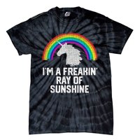 Im A Freakin Ray Of Sunshine RAINBOW UNICORN Girls Tie-Dye T-Shirt