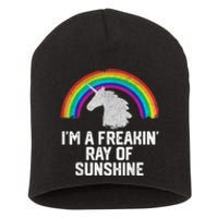 Im A Freakin Ray Of Sunshine RAINBOW UNICORN Girls Short Acrylic Beanie