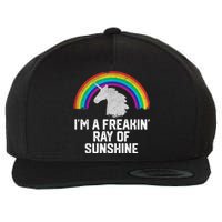 Im A Freakin Ray Of Sunshine RAINBOW UNICORN Girls Wool Snapback Cap