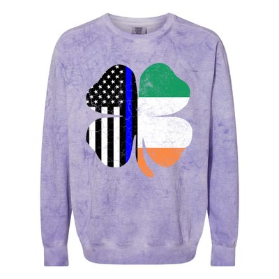 Irish American Flag Police St Patricks Day Saint Paddys Cool Gift Colorblast Crewneck Sweatshirt