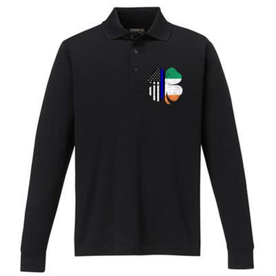 Irish American Flag Police St Patricks Day Saint Paddys Cool Gift Performance Long Sleeve Polo