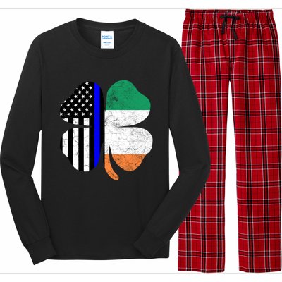 Irish American Flag Police St Patricks Day Saint Paddys Cool Gift Long Sleeve Pajama Set