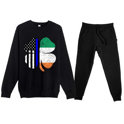 Irish American Flag Police St Patricks Day Saint Paddys Cool Gift Premium Crewneck Sweatsuit Set