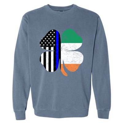 Irish American Flag Police St Patricks Day Saint Paddys Cool Gift Garment-Dyed Sweatshirt