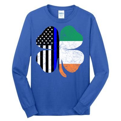 Irish American Flag Police St Patricks Day Saint Paddys Cool Gift Tall Long Sleeve T-Shirt