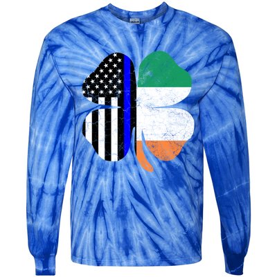 Irish American Flag Police St Patricks Day Saint Paddys Cool Gift Tie-Dye Long Sleeve Shirt