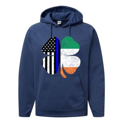 Irish American Flag Police St Patricks Day Saint Paddys Cool Gift Performance Fleece Hoodie