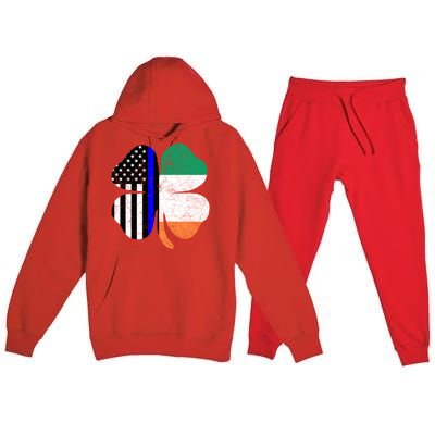 Irish American Flag Police St Patricks Day Saint Paddys Cool Gift Premium Hooded Sweatsuit Set