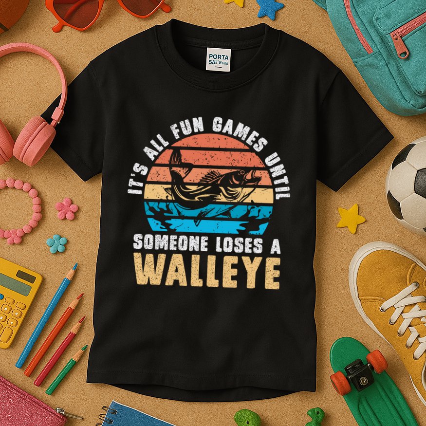 It's All Fun And Game Until Someone Loses A Walleye Fishing Kids T-Shirt