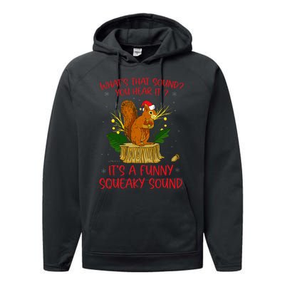 ItS A Funny Squeaky Sound Christmas Squirrel Performance Fleece Hoodie