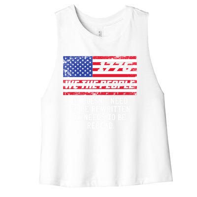 It American Flag Independence Day 1776 We The People Women's Racerback Cropped Tank