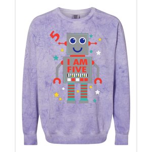 I Am Five Robot Funny Robotics 5 Year Old Birthday Party Colorblast Crewneck Sweatshirt