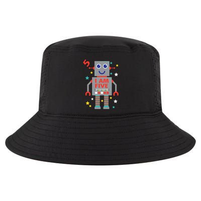 I Am Five Robot Funny Robotics 5 Year Old Birthday Party Cool Comfort Performance Bucket Hat