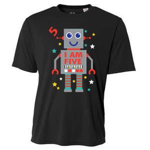 I Am Five Robot Funny Robotics 5 Year Old Birthday Party Cooling Performance Crew T-Shirt