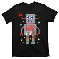 I Am Five Robot Funny Robotics 5 Year Old Birthday Party T-Shirt