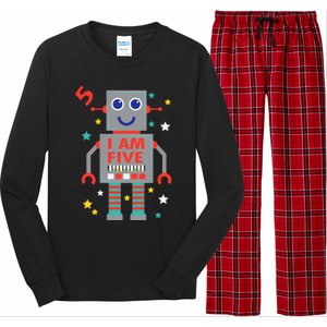 I Am Five Robot Funny Robotics 5 Year Old Birthday Party Long Sleeve Pajama Set