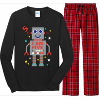 I Am Five Robot Funny Robotics 5 Year Old Birthday Party Long Sleeve Pajama Set