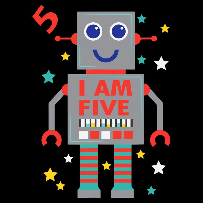 I Am Five Robot Funny Robotics 5 Year Old Birthday Party Flat Bill Trucker Hat