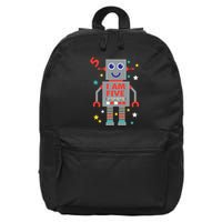 I Am Five Robot Funny Robotics 5 Year Old Birthday Party 16 in Basic Backpack
