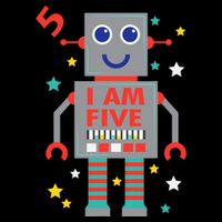 I Am Five Robot Funny Robotics 5 Year Old Birthday Party 16 in Basic Backpack