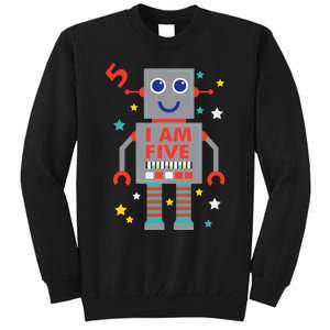 I Am Five Robot Funny Robotics 5 Year Old Birthday Party Tall Sweatshirt