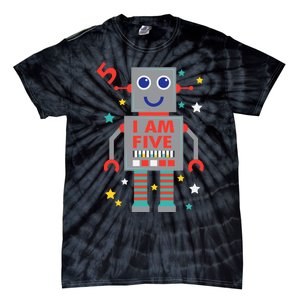 I Am Five Robot Funny Robotics 5 Year Old Birthday Party Tie-Dye T-Shirt