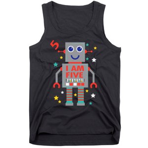 I Am Five Robot Funny Robotics 5 Year Old Birthday Party Tank Top