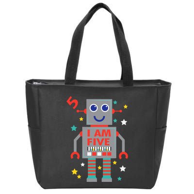 I Am Five Robot Funny Robotics 5 Year Old Birthday Party Zip Tote Bag