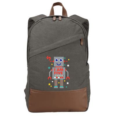 I Am Five Robot Funny Robotics 5 Year Old Birthday Party Cotton Canvas Backpack