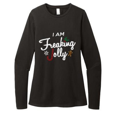 I Am Freaking Jolly Silver Foil Christmas Cute Gift Womens CVC Long Sleeve Shirt