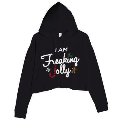 I Am Freaking Jolly Silver Foil Christmas Cute Gift Crop Fleece Hoodie