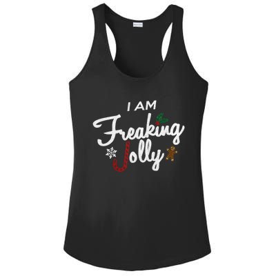 I Am Freaking Jolly Silver Foil Christmas Cute Gift Ladies PosiCharge Competitor Racerback Tank