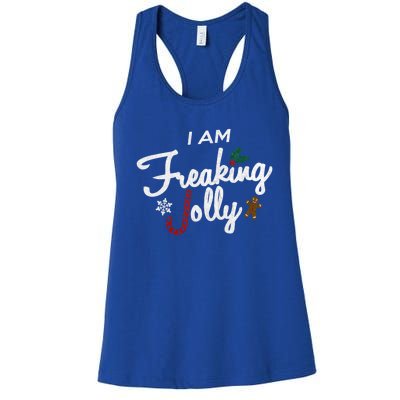 I Am Freaking Jolly Silver Foil Christmas Cute Gift Women's Racerback Tank