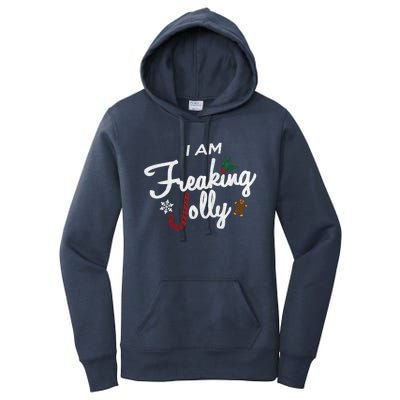 I Am Freaking Jolly Silver Foil Christmas Cute Gift Women's Pullover Hoodie