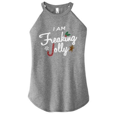 I Am Freaking Jolly Silver Foil Christmas Cute Gift Women’s Perfect Tri Rocker Tank