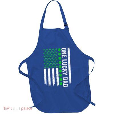 Irish American Flag One Lucky Dad Shamrock St PatrickS Day Full-Length Apron With Pockets