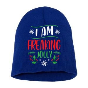 I Am Freaking Jolly Xmas Clothes Gift Cool Christmas Holiday Gift Short Acrylic Beanie