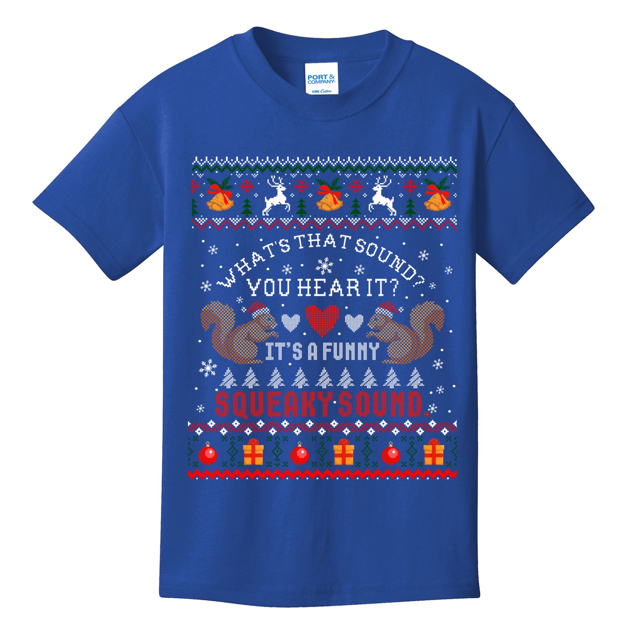 ItS A Funny Squeaky Sound Christmas Squirrel Ugly Funny Gift Kids T-Shirt