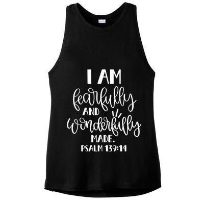 I Am Fearfully And Wonderfully Made Psalm 139:14 Christian Meaningful Gift Ladies PosiCharge Tri-Blend Wicking Tank