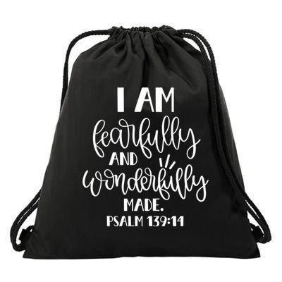 I Am Fearfully And Wonderfully Made Psalm 139:14 Christian Meaningful Gift Drawstring Bag