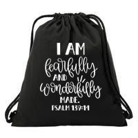 I Am Fearfully And Wonderfully Made Psalm 139:14 Christian Meaningful Gift Drawstring Bag