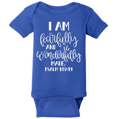 I Am Fearfully And Wonderfully Made Psalm 139:14 Christian Meaningful Gift Baby Bodysuit