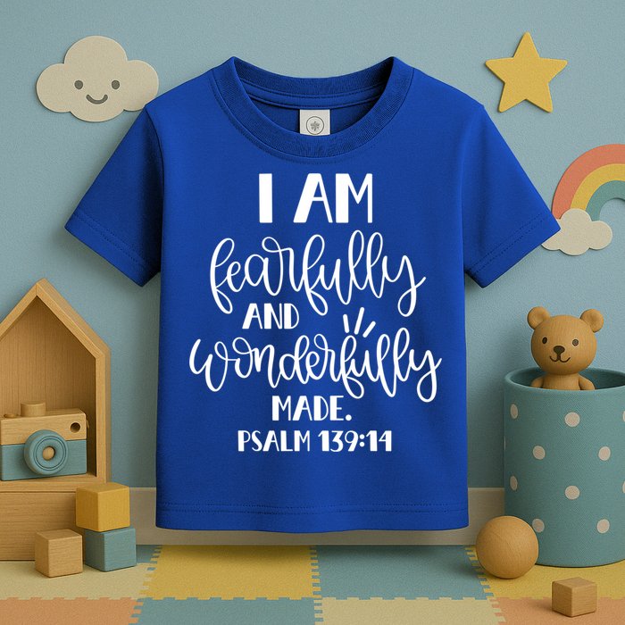 I Am Fearfully And Wonderfully Made Psalm 139:14 Christian Meaningful Gift Toddler T-Shirt