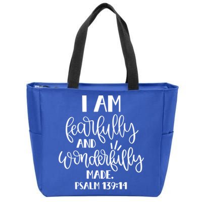 I Am Fearfully And Wonderfully Made Psalm 139:14 Christian Meaningful Gift Zip Tote Bag