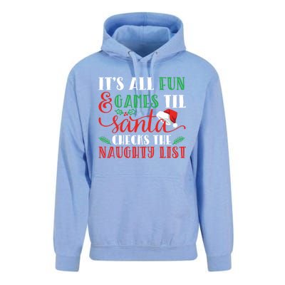 It's All Fun And Games Until Santa Checks Naughty List Xmas Gift Unisex Surf Hoodie